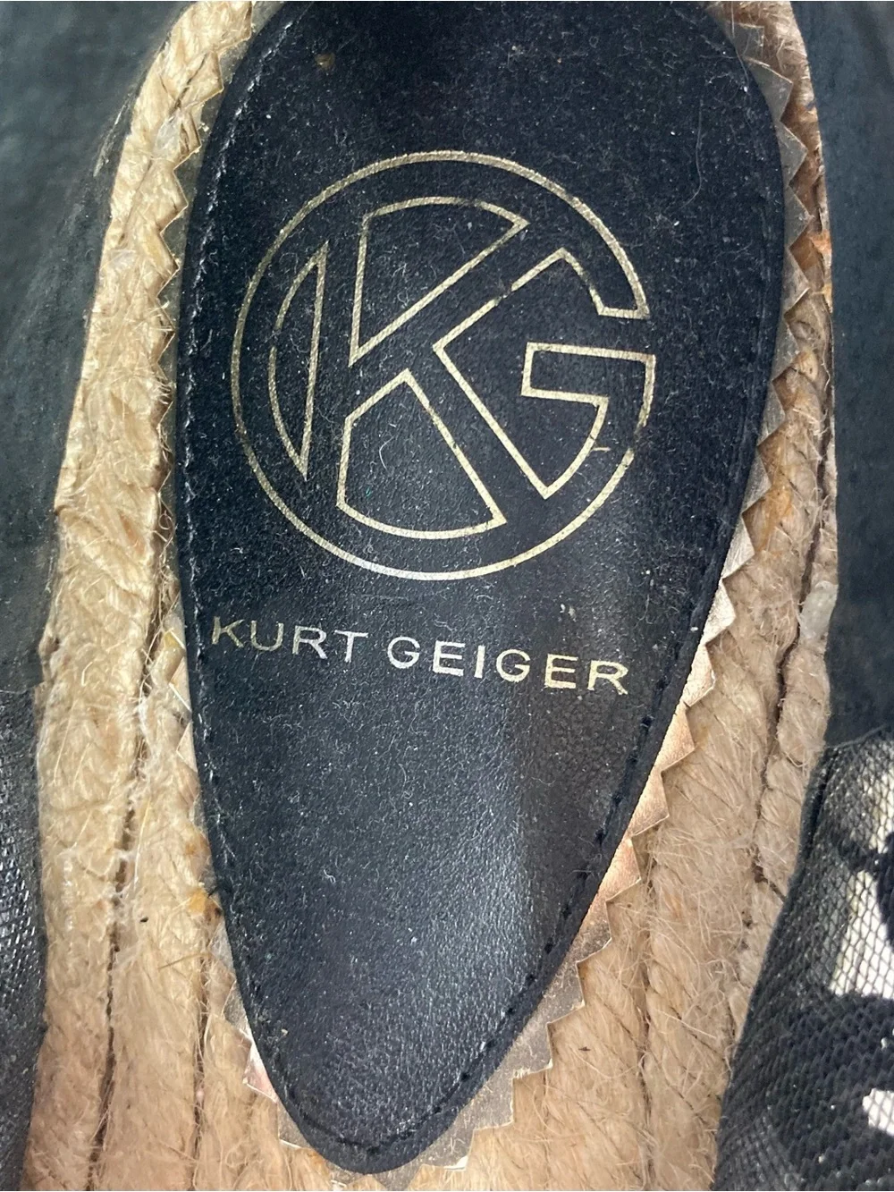Nwot KURT GEIGER Espadrilles Sandals Women 39 Black Lace Up